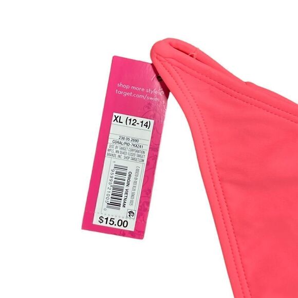 Xhilaration Coral High Leg Scoop Waist Bikini Bottoms, Size XL, NWT - Picture 6 of 11